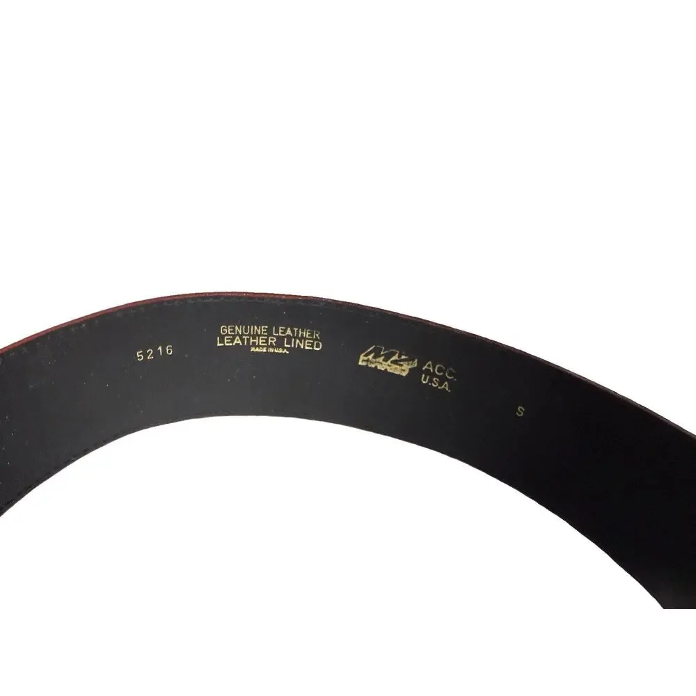 MZ Accessories Vintage Statement Belt Genuine Red Leather Size Small Wide 80s